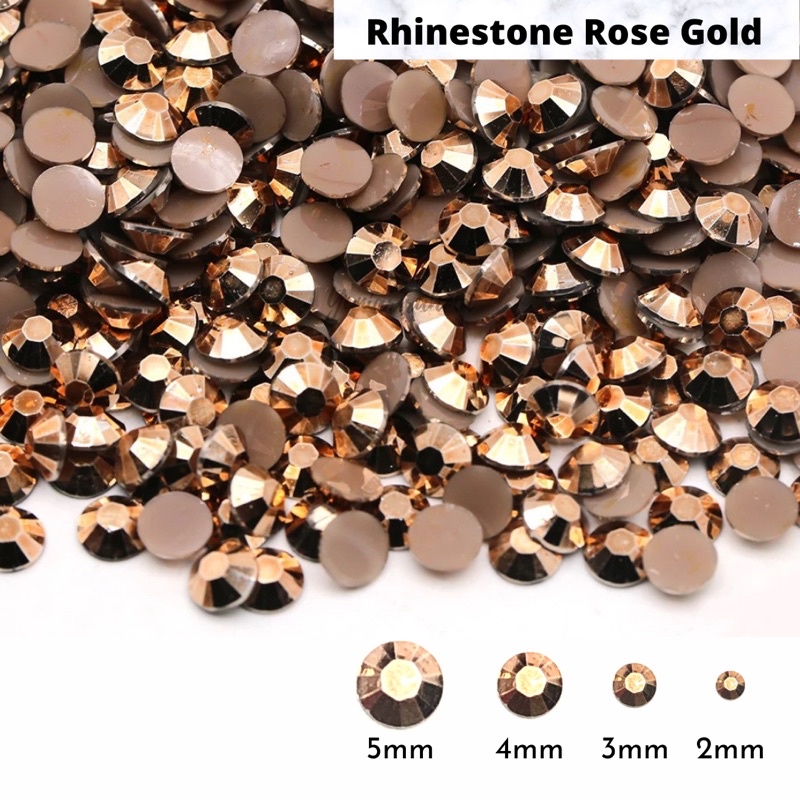 2 3 4 5mm RHINESTONE ROSE GOLD,gems henna gemstone permata non hotfix