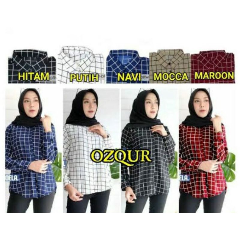 KEMEJA WANITA CASUAL KOTAK -  KOTAK KEMEJA WANITA MONALISA KEMEJA KOTAK -  KOTAK  KEMEJA  BISA COD K