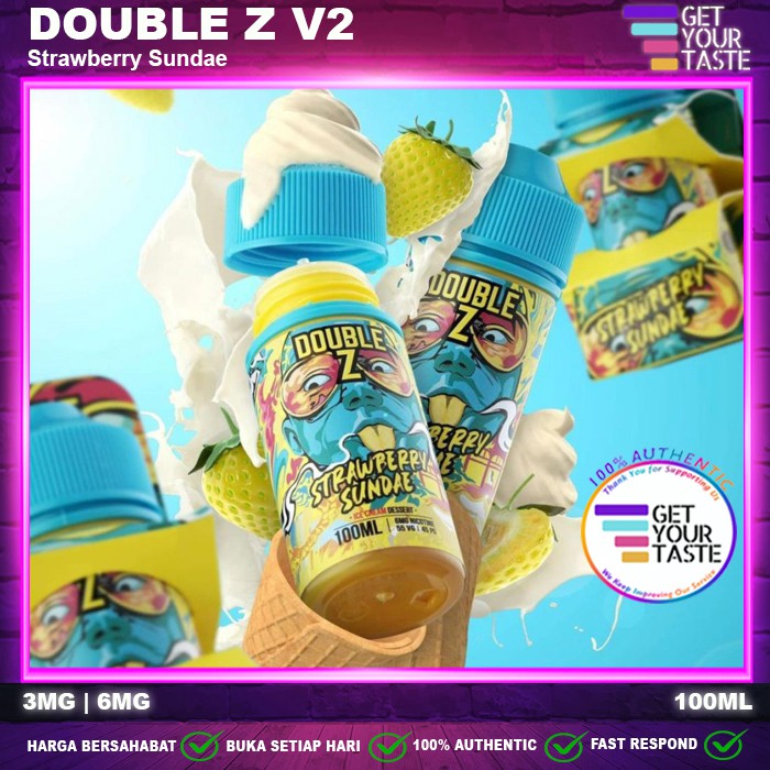 Jual Liquid Double Z Strawberry Sundae 100ML by Zeze Zenny x FVS x Erge ...