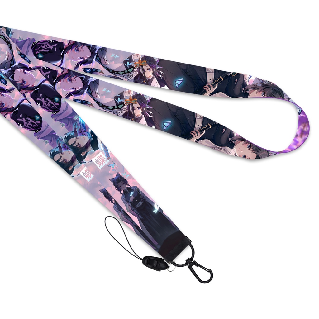 Tali Lanyard Panjang Kombinasi Gantungan Kunci Desain Ghost Killing Blade Butterfly Forbearance Dapat Dilepas Untuk Ponsel