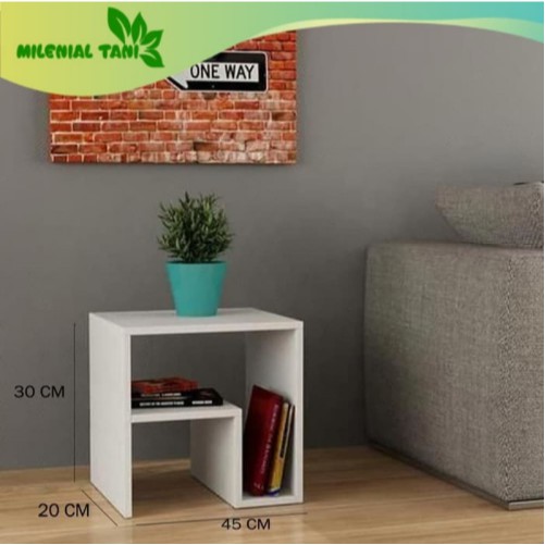 RAK MEJA BUKU PUTIH MINIMALIS DEKORASI RUANG TAMU