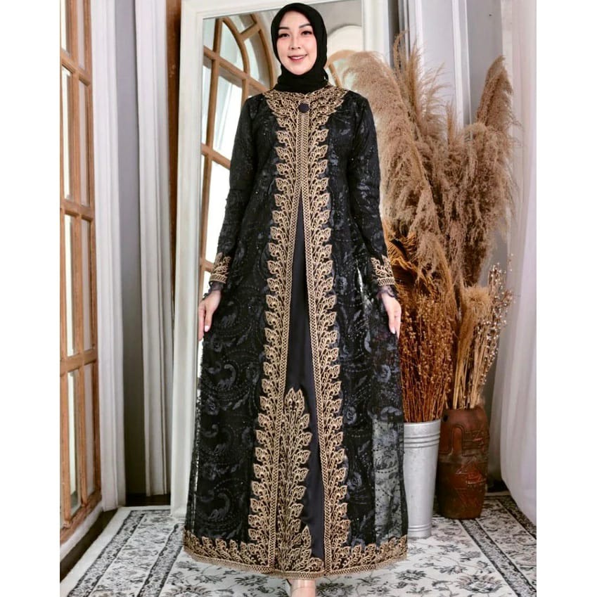 Gamis Maxi Cempaka Aulia/Gamis Kondangan Lebaran/Gamis Brokat/Dress Kondangan Terbaru 2022/Gaun
