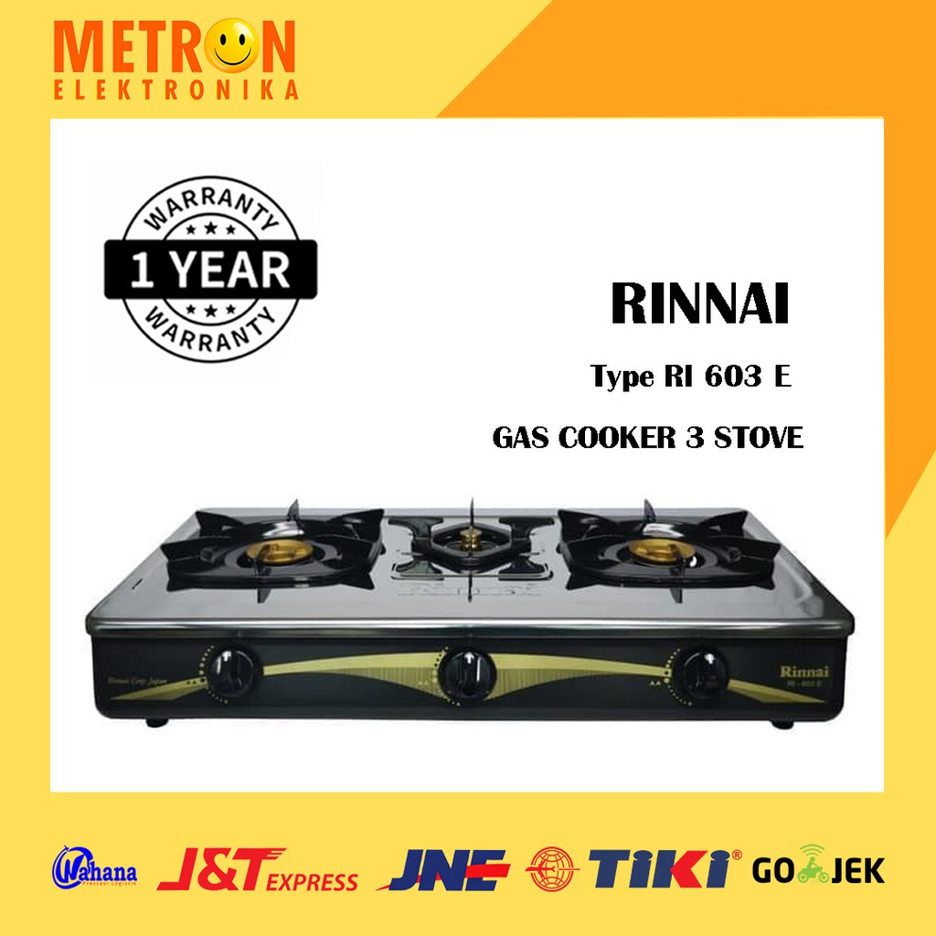 RINNAI RI 603 E GAS COOKER 3 STOVE / KOMPOR GAS 3 TUNGKU / RI603E