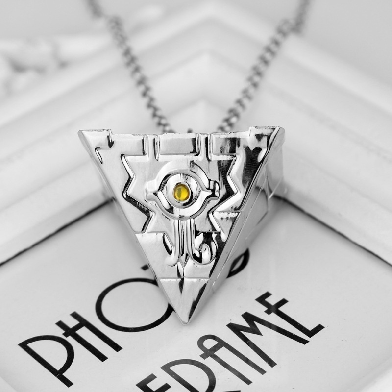 New men's fashion game king pyramid building block eye pendant necklace anime jewelry