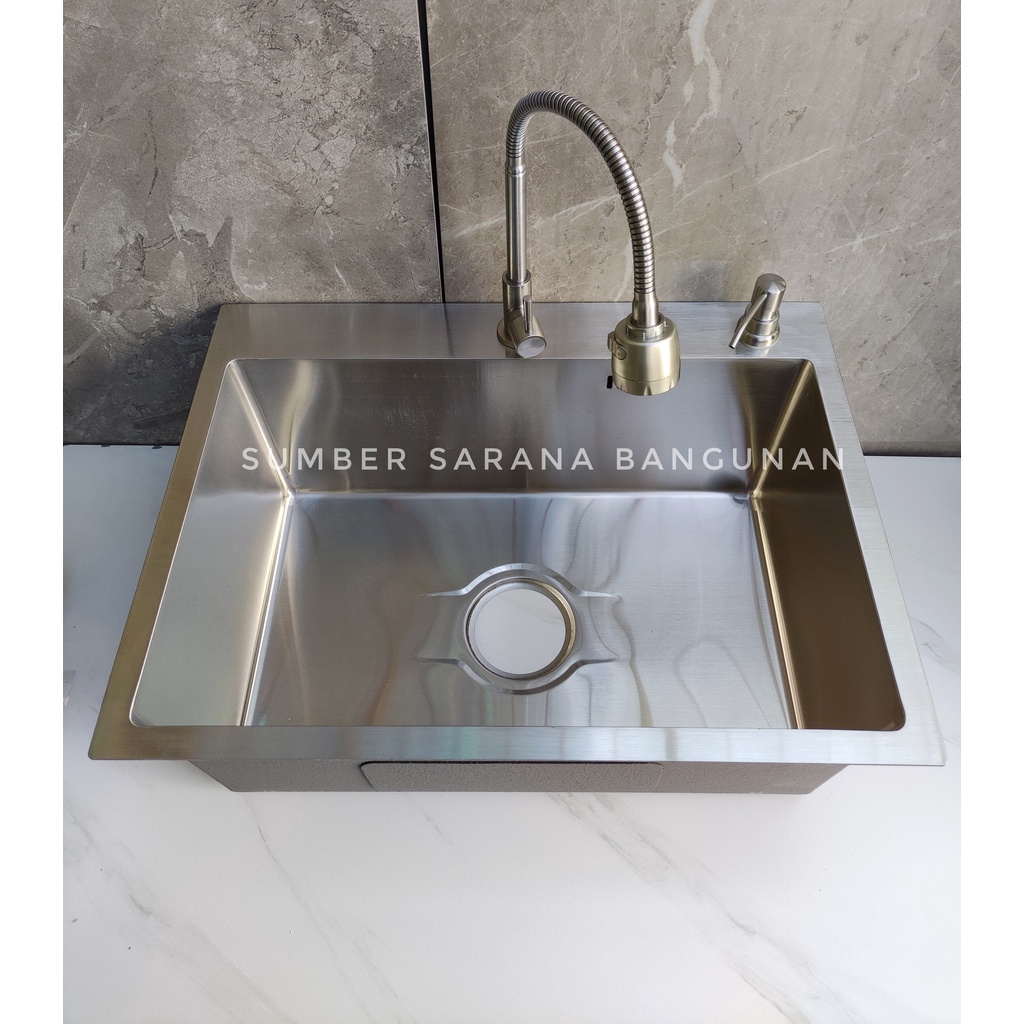 Kitchen Sink 6045 Stainless SUS304 / Bak Cuci Piring Komplit Set