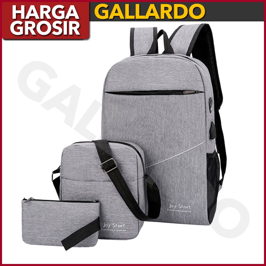 GALLARDO TAS Ransel Laptop FREE Tas Selempang / Slempang Joy Start Anti Air & USB Charger GDM002