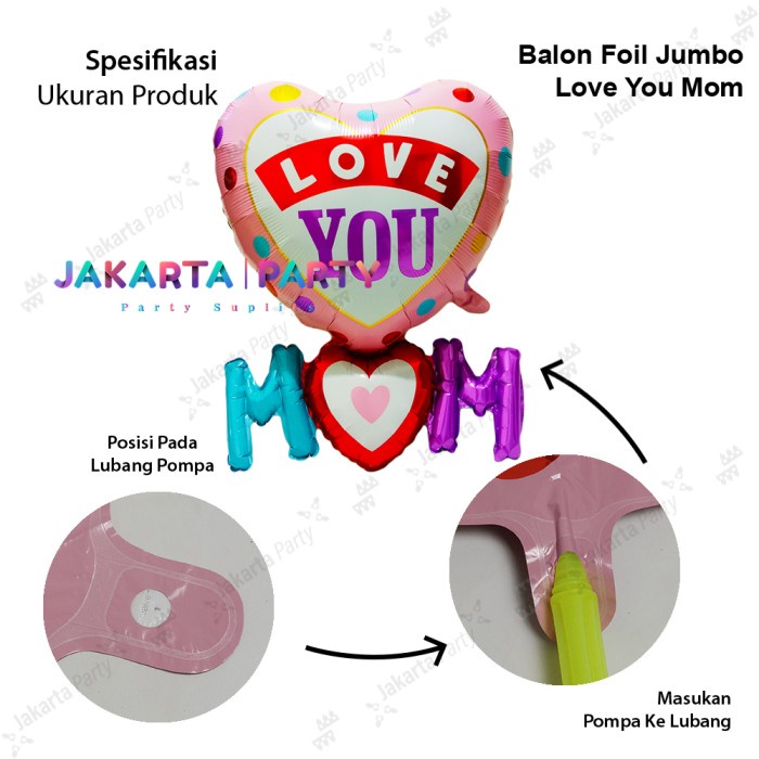 Balon Foil love Susun Love You Mom JUMBO / Balon Foil Love You Mom