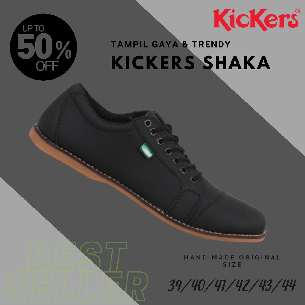 Sepatu Kasual Pria Kickers Shaka Hitam Formal Tali Kerja Kantor Kondangan Kuliah Fashion Laki