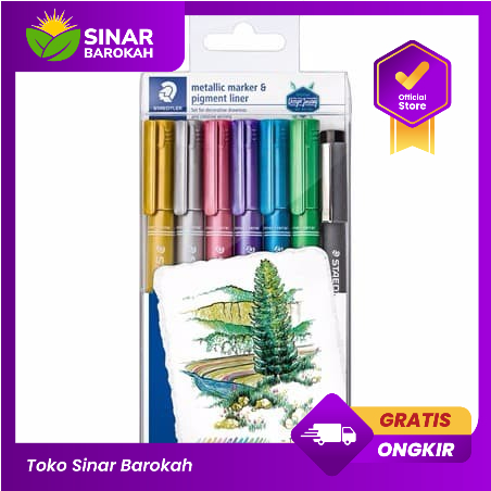 

METALLIC MARKER SET 6PCS + PIGMENT LINER IN PLASTIC BOX STAEDTLER