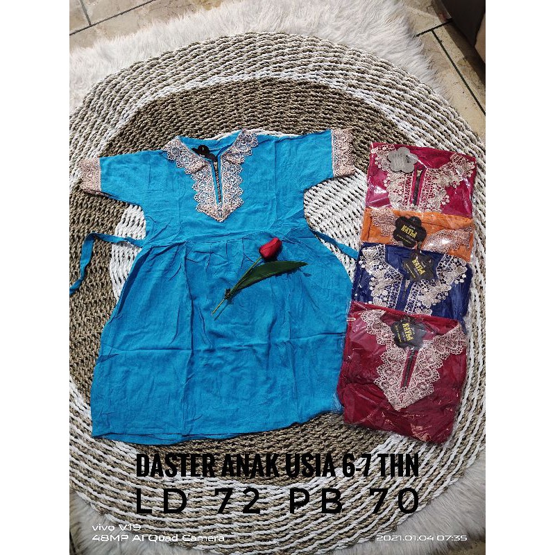 DASTER ANAK RENDA/,DASTER RAYON ANAK 6-9 Th/DASTER POLOS REMPEL ANAK