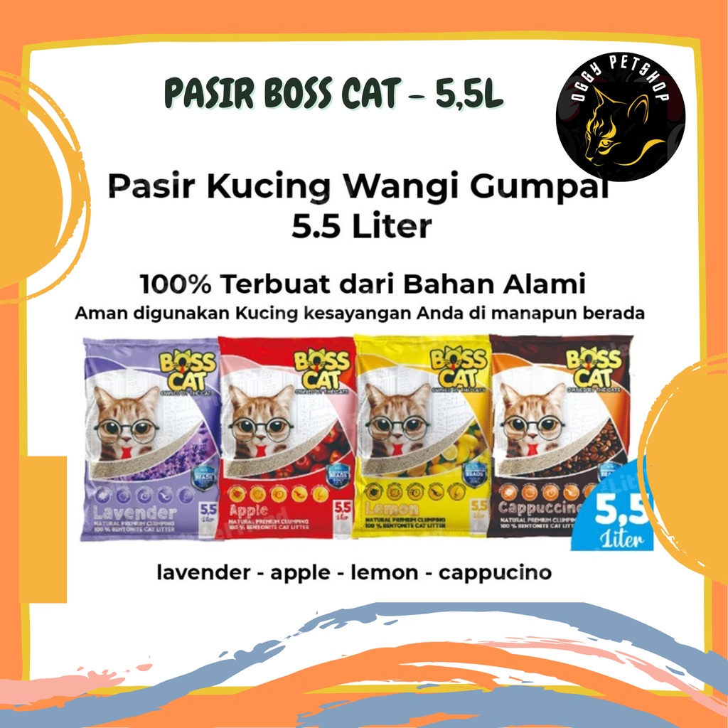 [5,5 LITER] PASIR BOSSCAT SETARA PAWSITIVE Pasir Kucing Wangi Gumpal