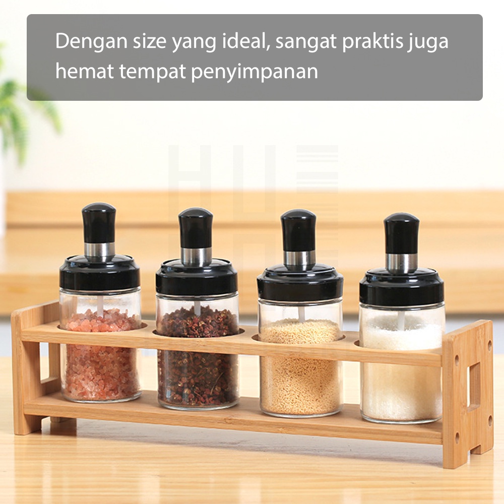 HUGO Tempat Bumbu Dapur Garam Gula Lada Minyak Goreng Serbaguna Botol Kaca Kedap Udara Premium Quality