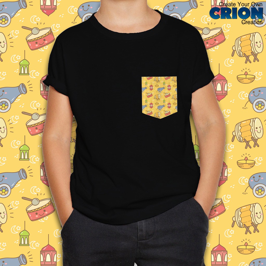 Crion Casual Tees Kids Ramadan Edition whit Pocket-Kaos dengan Kantong