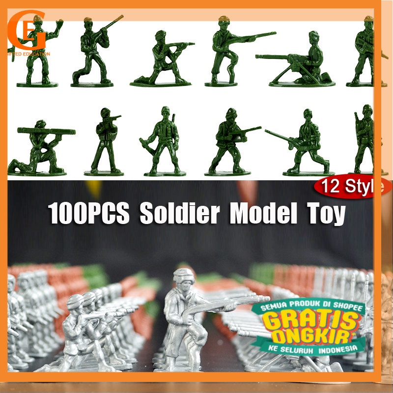 GAME ANAK SPIDERMEN 100pcs / lot Mainan Action Figure Tentara Militer Mini WW2 Bahan Plastik Tinggi 