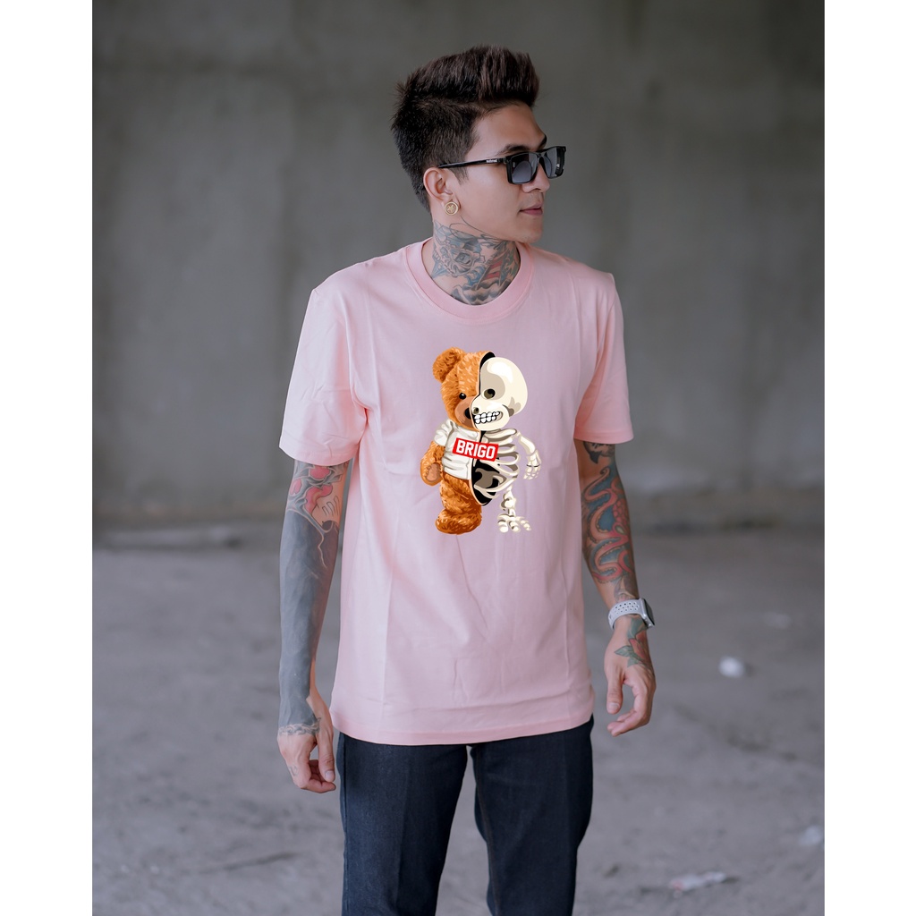 BRIGO Kaos Lengan Pendek Bear Two Face II Kaos Distro BRIGO Beruang Two Face II Kaos Katun Combed M-XL ( Pria &amp; Wanita )