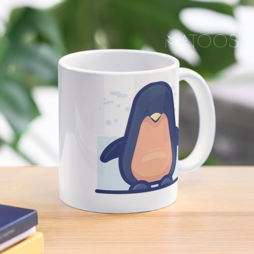  Gelas  Mug ilustrasi hewan desain  Penguin Pinguin Kartun 