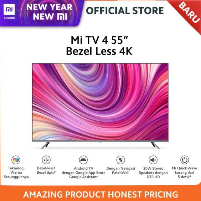 Ready&Siapkirim Xiaomi Mi Tv 4 55 Inch Bezel-Less 4K Smart Tv With Qled Display