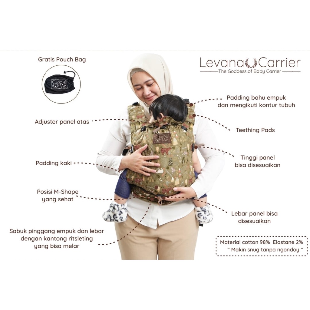 [Ringan] Cuddle Me Levana carrier Gendongan bayi SSC mehtai Newborn adjustable bisa setting anti pegal M shape dari lahir