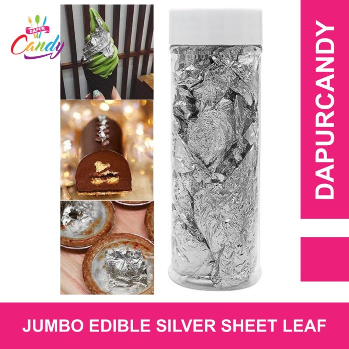 

DapurCandy - JUMBO EDIBLE SILVER SHEET LEAF SILVER LEAF FLAKES 24K