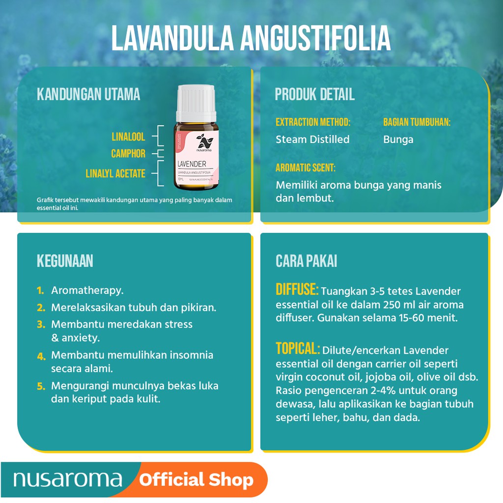 Nusaroma Lavender Essential Oil - 100% Pure &amp; Therapeutic Essential Oil