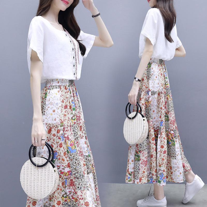 skirt dress suit female summer fashion 2022 new Korean women's dress suit skirt t