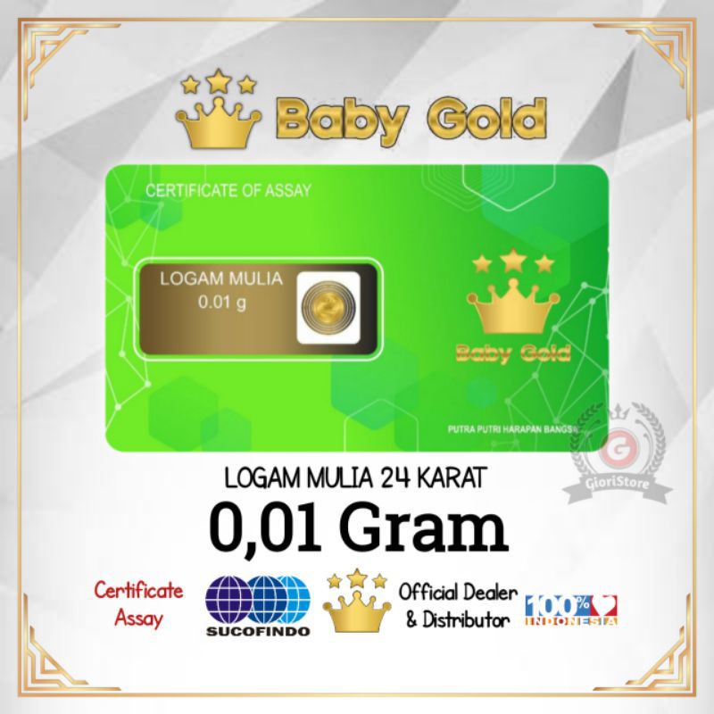MiniGram Logam Mulia Emas Mini Asli 24 Karat 0.01 Gram Bersertifikat