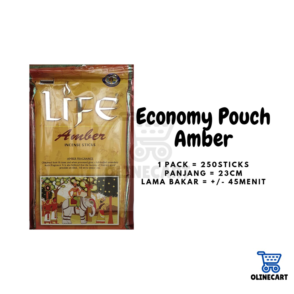 HIO DUPA INDIA AROMATERAPI DARSHAN LIFE AMBER ECONOMY POUCH ISI 250 STICK