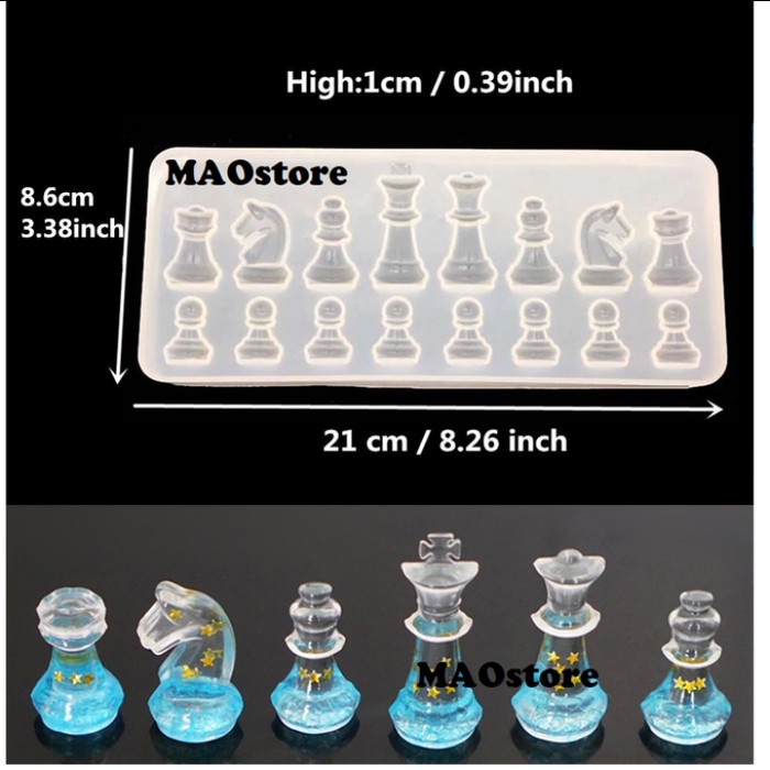 *cod* MAOSTORE 16 HOLE CETAKAN RESIN CETAKAN CLAY CETAKAN CATUR CHESS MOLD *cod*