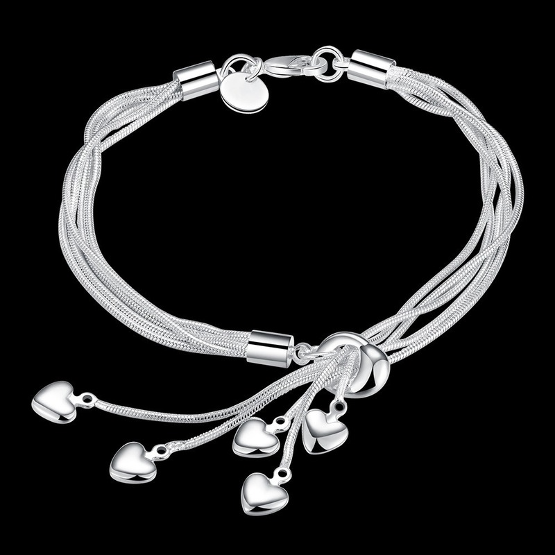 [Ready Stock]Fashion Personality Silver Plated Heart Bracelet Elegant Silver Bracelet