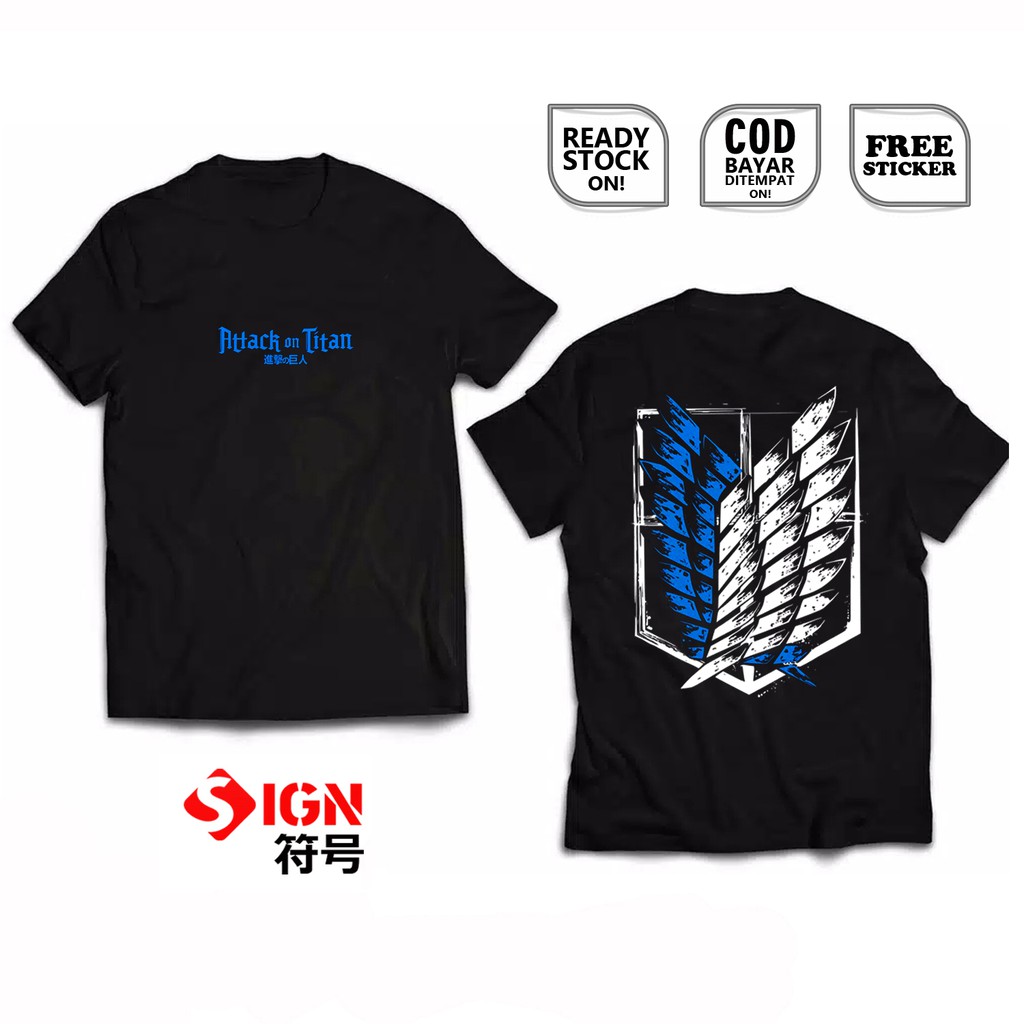 Kaos SNK PASUKAN ATTACK ON TITAN SHINGEKI NO KYOJIN SCOUTING LEGION EREN YEAGER MIKASA ACKERMAN ARMY