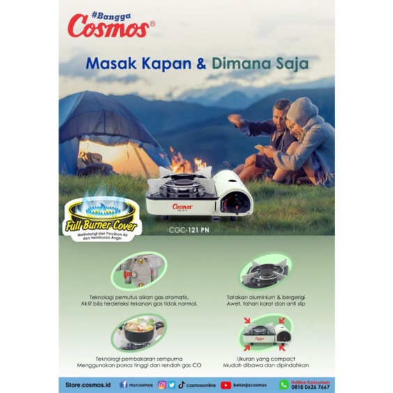 KOMPOR GAS PORTABLE PORTABEL MINI KECIL TRAVEL PIKNIK KEMAH MENDAKI COSMOS CGC 121 P  SEMARANG