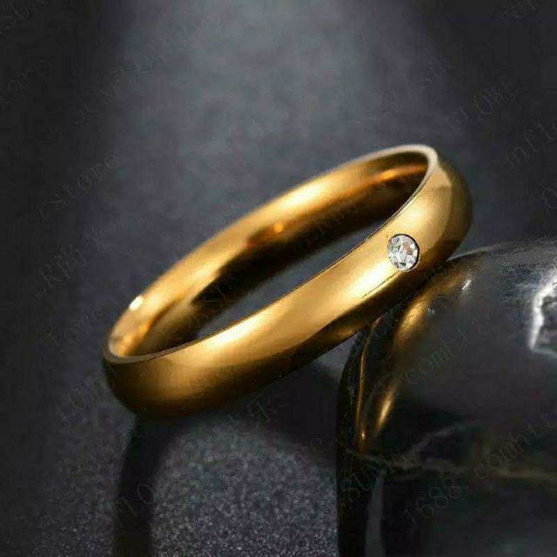 Cincin Seperti Emas Couple Titanium Gold Ukir Nama
