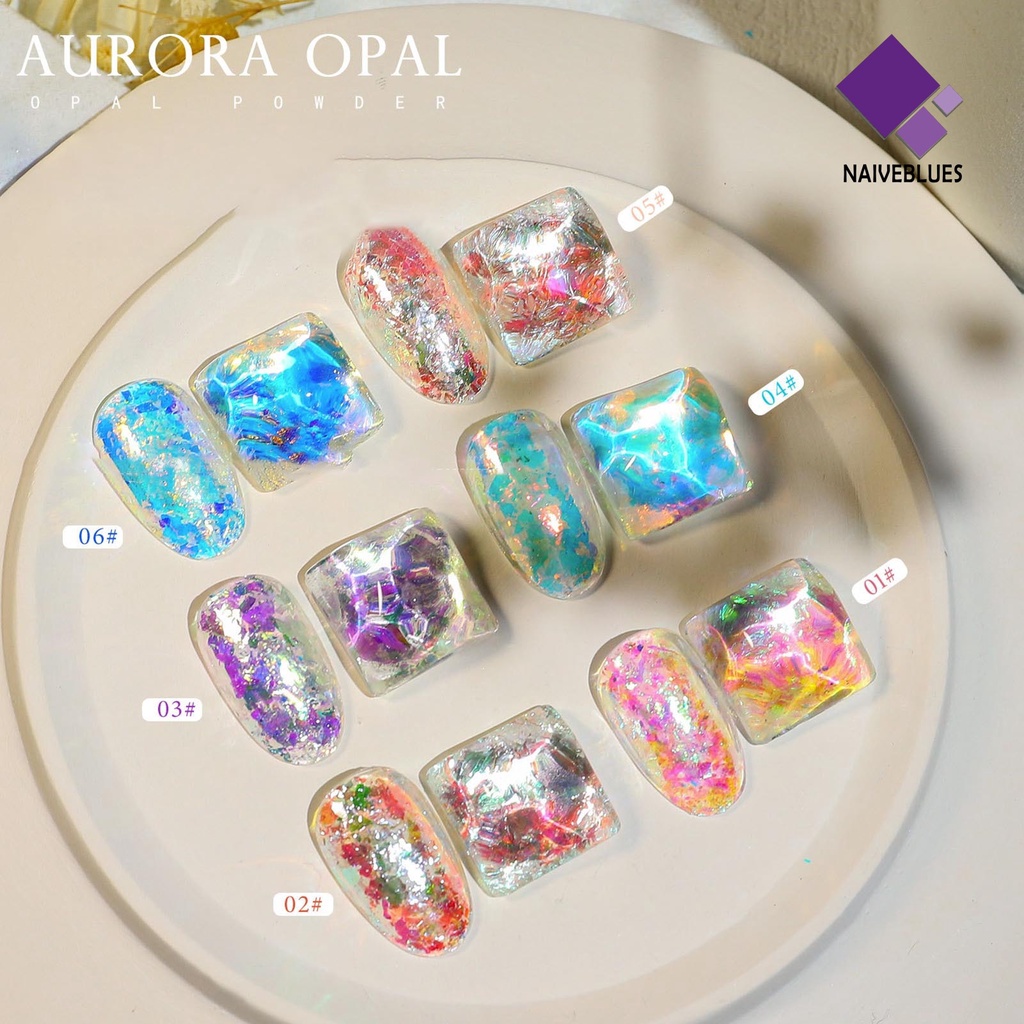 Naiveblue &gt; Bubuk Sequin / Payet / Opal / Aurora / Awan Warna-Warni Untuk Dekorasi Nail Art DIY