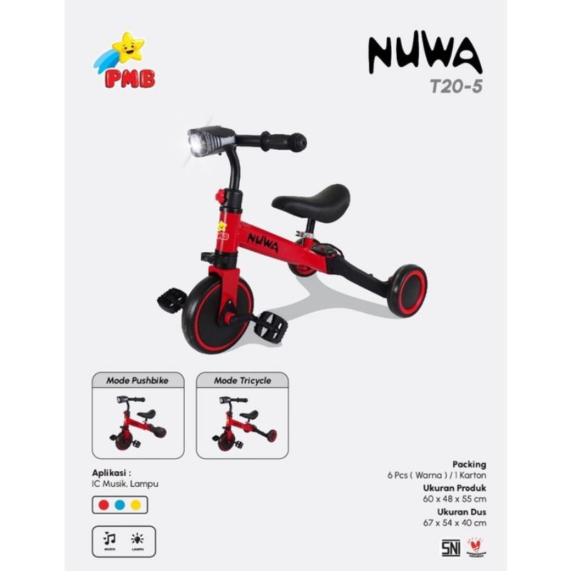NUWA T20-5 Sepeda Anak Anak Roda 3