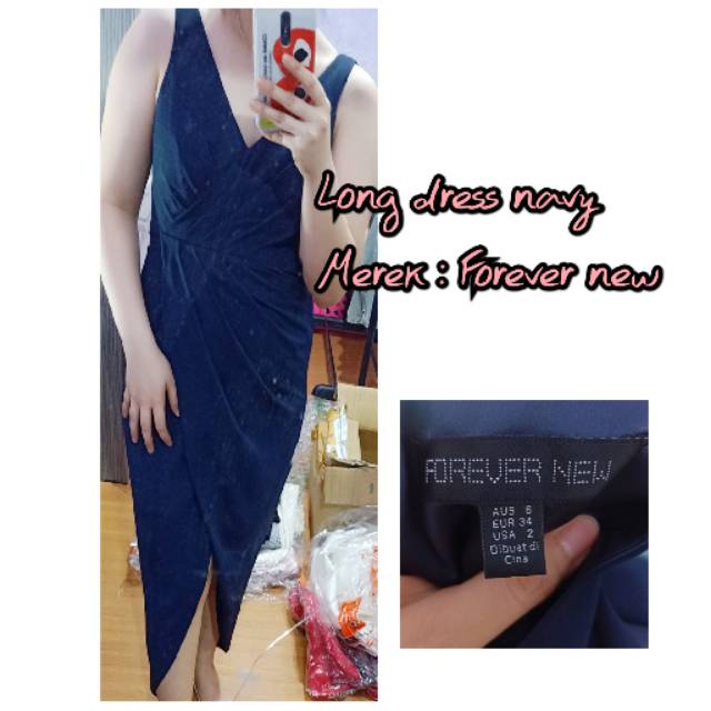 Long dress navy wanita/baju pesta wanita | Shopee Indonesia