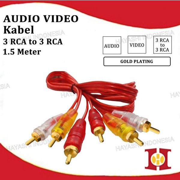 Kabel RCA DVD To TV 3-3 Jack Pin Cable AV Aux Audio Video High Quality