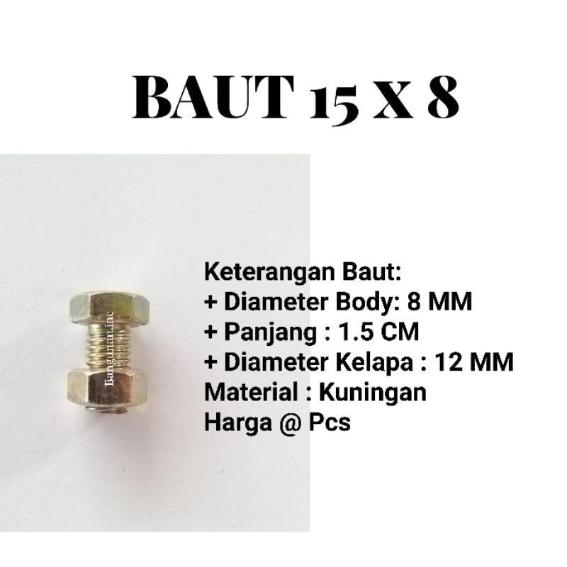 BAUT 8 MM PANJANG 1.5 CM - MUR BAUT 8 X 15 - RING BAUT