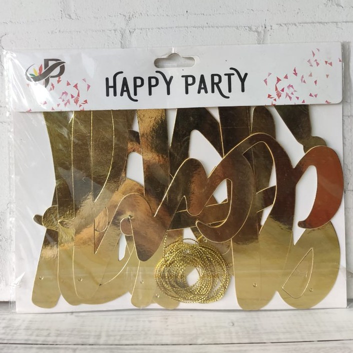 Banner Happy Birthday /Banner Happy Birthday Latin /Banner Flag Happy Birthday Cutting Gold