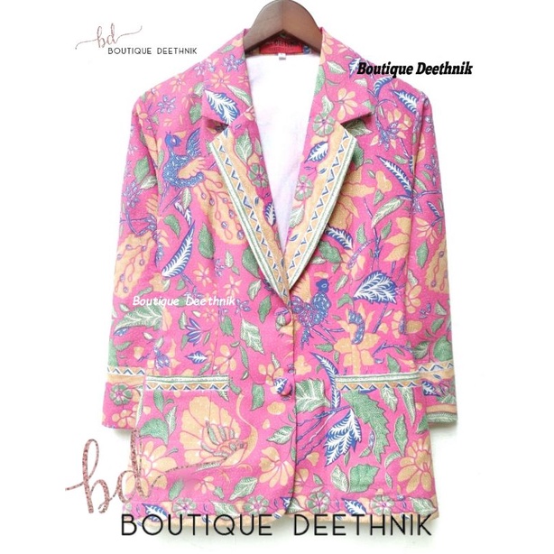 DEETHNIK - Blazer batik tiga  negeri warna pink blazer deethnik boutique
