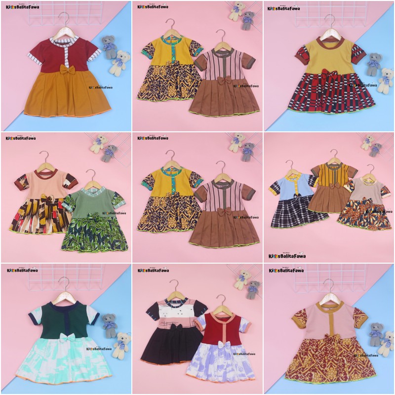 (0-6 Bulan) Dress Pita Baby New Born / Baju Anak Perempuan Lengan Gaun Motif Import Murah Pakaian