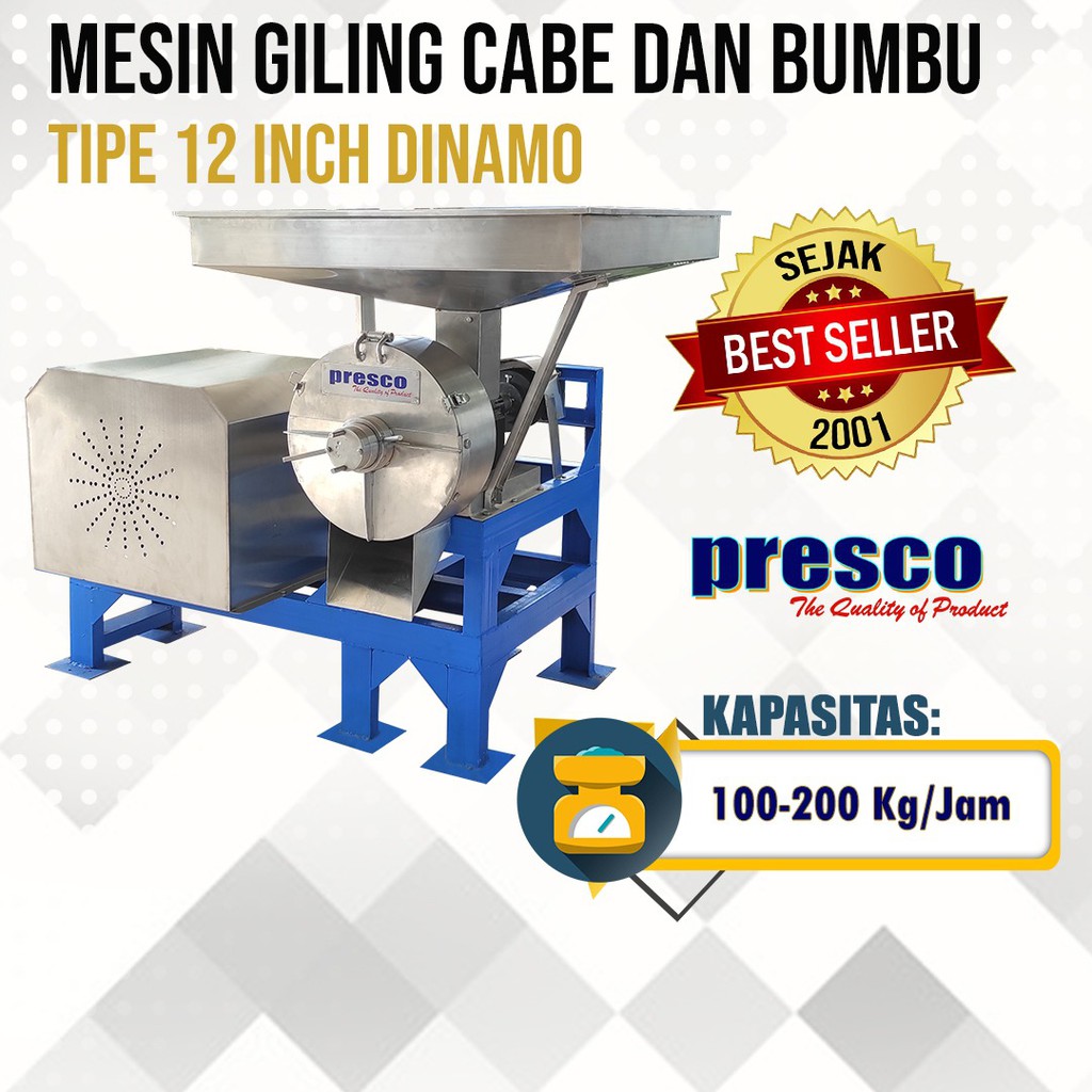Mesin Giling Cabe dan Bumbu Type 12 Inchi Dinamo PRESCO