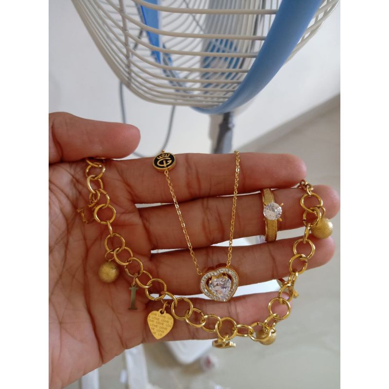 SET PERHIASAN LOVE TITANIUM ASLI