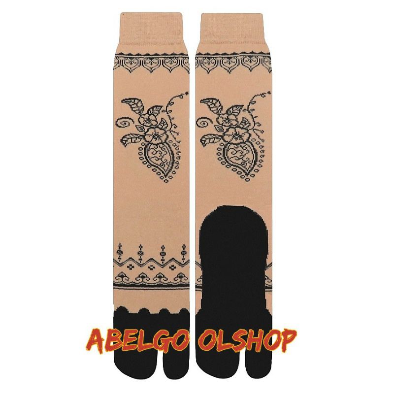 kaos kaki jempol motif henna isi 6 pasang/kaos kaki wanita berjempol panjang motif