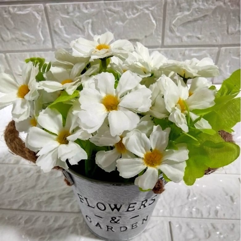 Bunga Hias Pohon Buatan Dekorasi Rumah Bunga Plastik Buatan Gaya Vintage - Chrysan-CHRYSAN-Putih