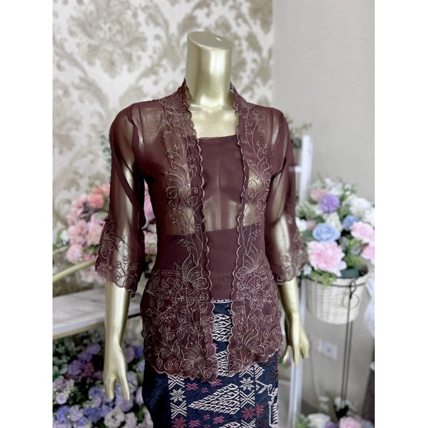 KEBAYA BALI JADI CREPE BORDIR BUNGA M - XXL (KEBAYA SAJA)