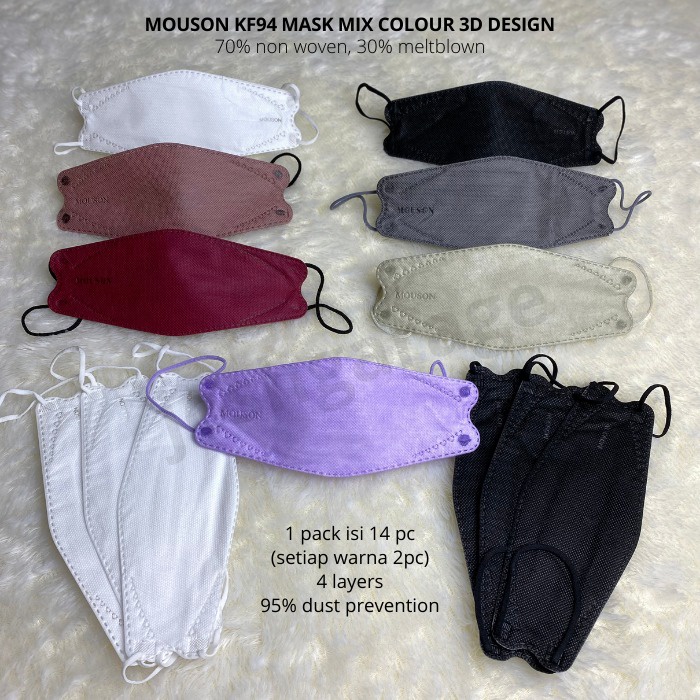 Masker Unisex Mouson KN94 Mix Colours 15Pc