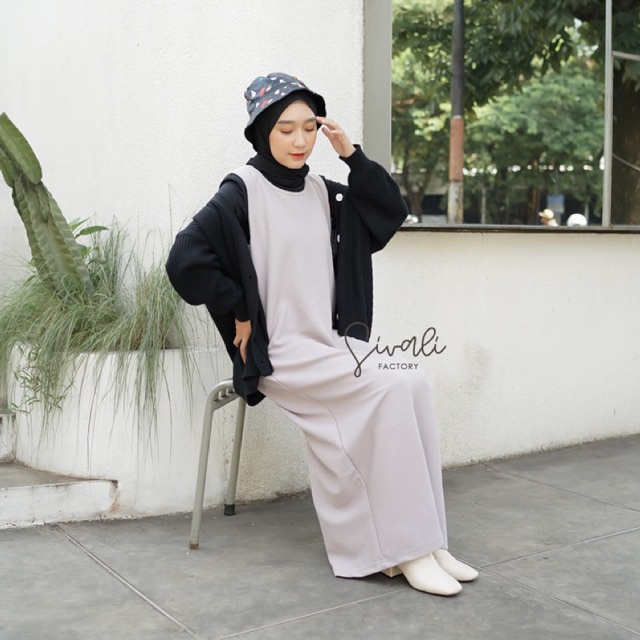 SIVALI Nora Long Dress | Inner Dress Panjang Bahan Tebal Tanpa Lengan - Inner Gamis Wanita Premium 2000