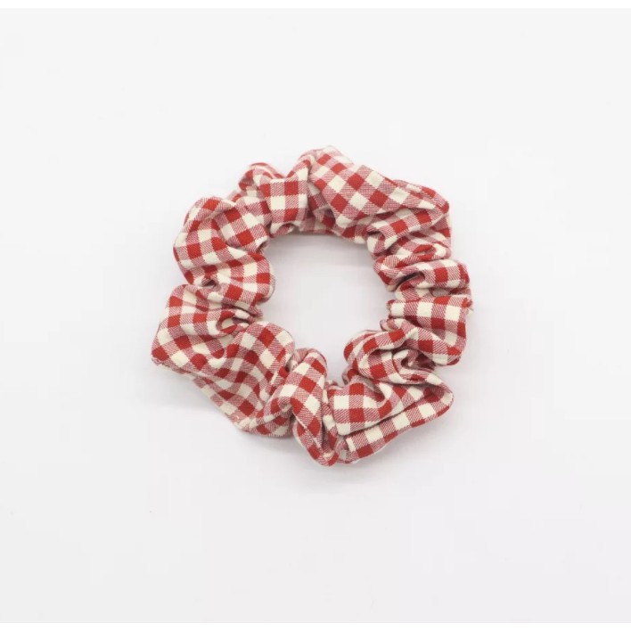 ✨DIDI.ID✨ Ikat Rambut Kotak Import IRA031 Iket Rambut Korean Scrunchie Kunciran Rambut Motif Petak-RED