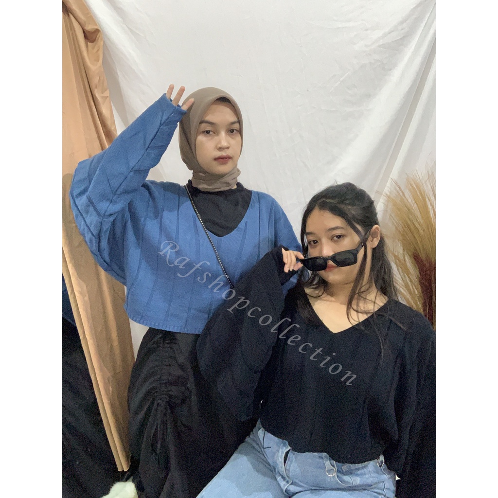 ZEEYA crop_Sweater crop premium_crop wanita_Oversize Sweater Crop