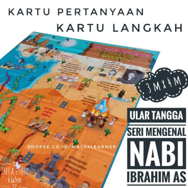 [3 m x 4 m] Ular Tangga Raksasa Mengenal Nabi Ibrahim As Karpet Permainan Edukatif Anak Muslim Jumbo